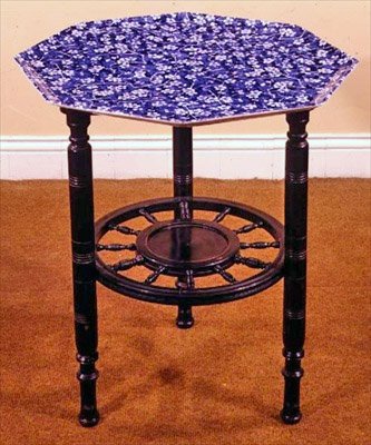 Arts and Crafts table with Minton tray top, c.1890 by English School